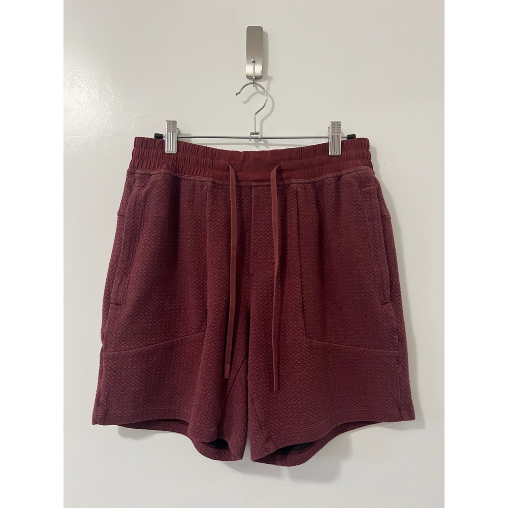 Lululemon Textured Training Sweatshirt & Shorts Set - Men's Burgundy Size Medium - Picture 8 of 11